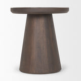 Takoda Dark Brown Wood Tapered Drum Accent Table from Mercana - Luna Furniture