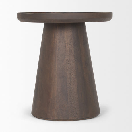 Takoda Dark Brown Wood Tapered Drum Accent Table from Mercana - Luna Furniture