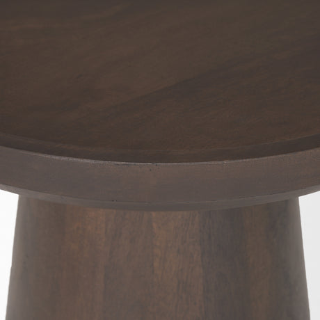 Takoda Dark Brown Wood Tapered Drum Accent Table from Mercana - Luna Furniture