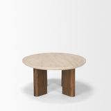 Syona Travertine + Mango Wood leg Oval Coffee table from Mercana - Luna Furniture
