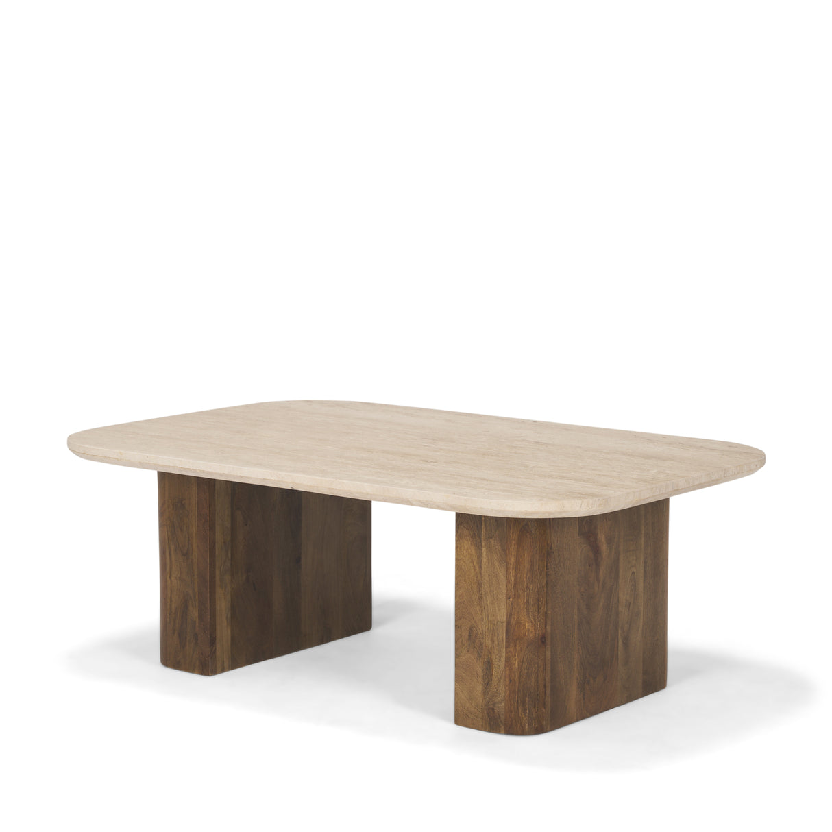 Symona Travertine and Mango Wood Rectangle Coffee Table from Mercana - Luna Furniture