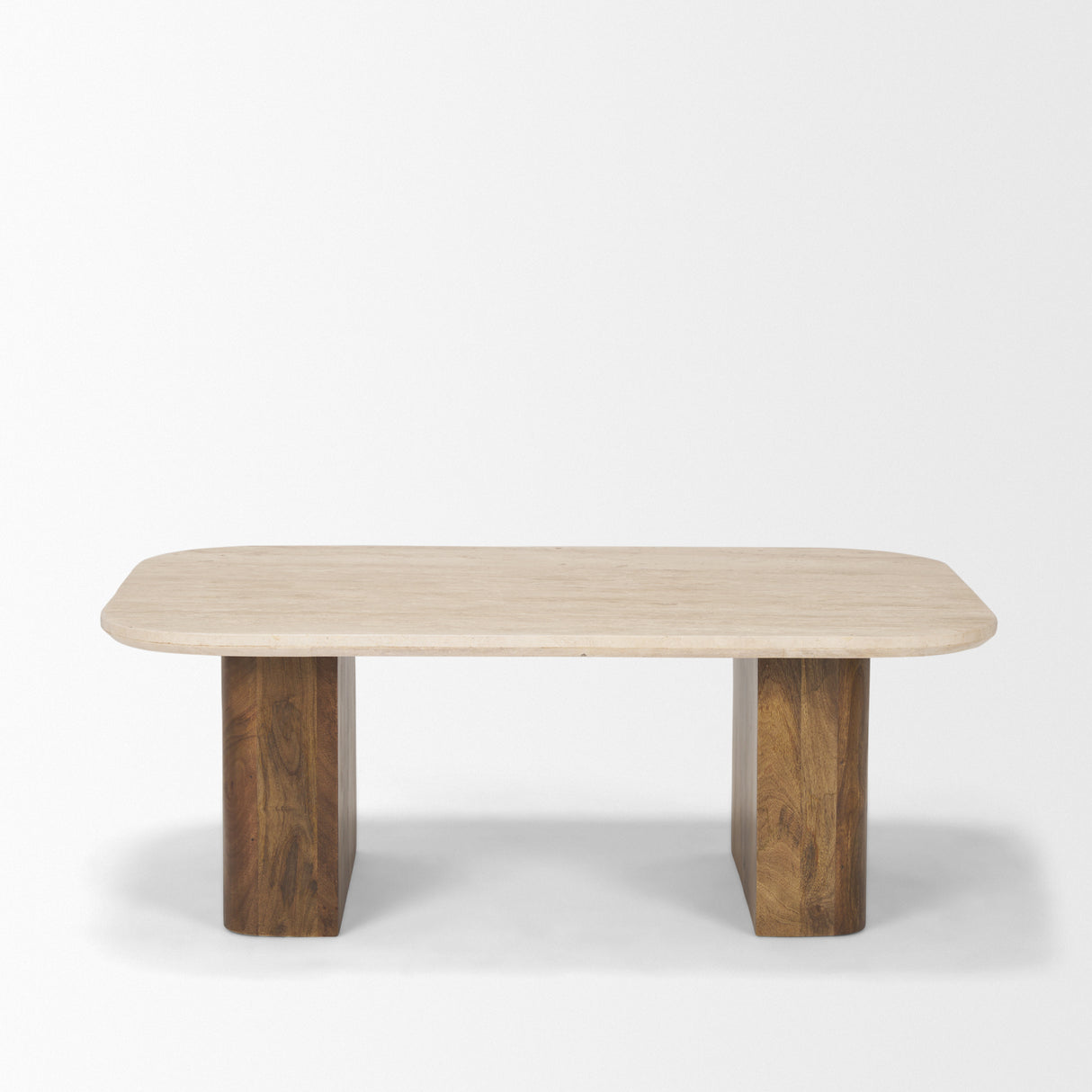 Symona Travertine and Mango Wood Rectangle Coffee Table from Mercana - Luna Furniture