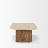 Symona Travertine and Mango Wood Rectangle Coffee Table from Mercana - Luna Furniture