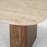 Symona Travertine and Mango Wood Rectangle Coffee Table from Mercana - Luna Furniture