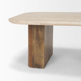 Symona Travertine and Mango Wood Rectangle Coffee Table from Mercana - Luna Furniture