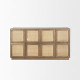Sina Brown Oak Wood w/ Natural Rattan 4 Door Sideboard from Mercana - Luna Furniture