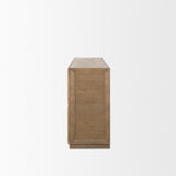 Sina Brown Oak Wood w/ Natural Rattan 4 Door Sideboard from Mercana - Luna Furniture