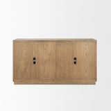 Sina Brown Oak Wood w/ Natural Rattan 4 Door Sideboard from Mercana - Luna Furniture