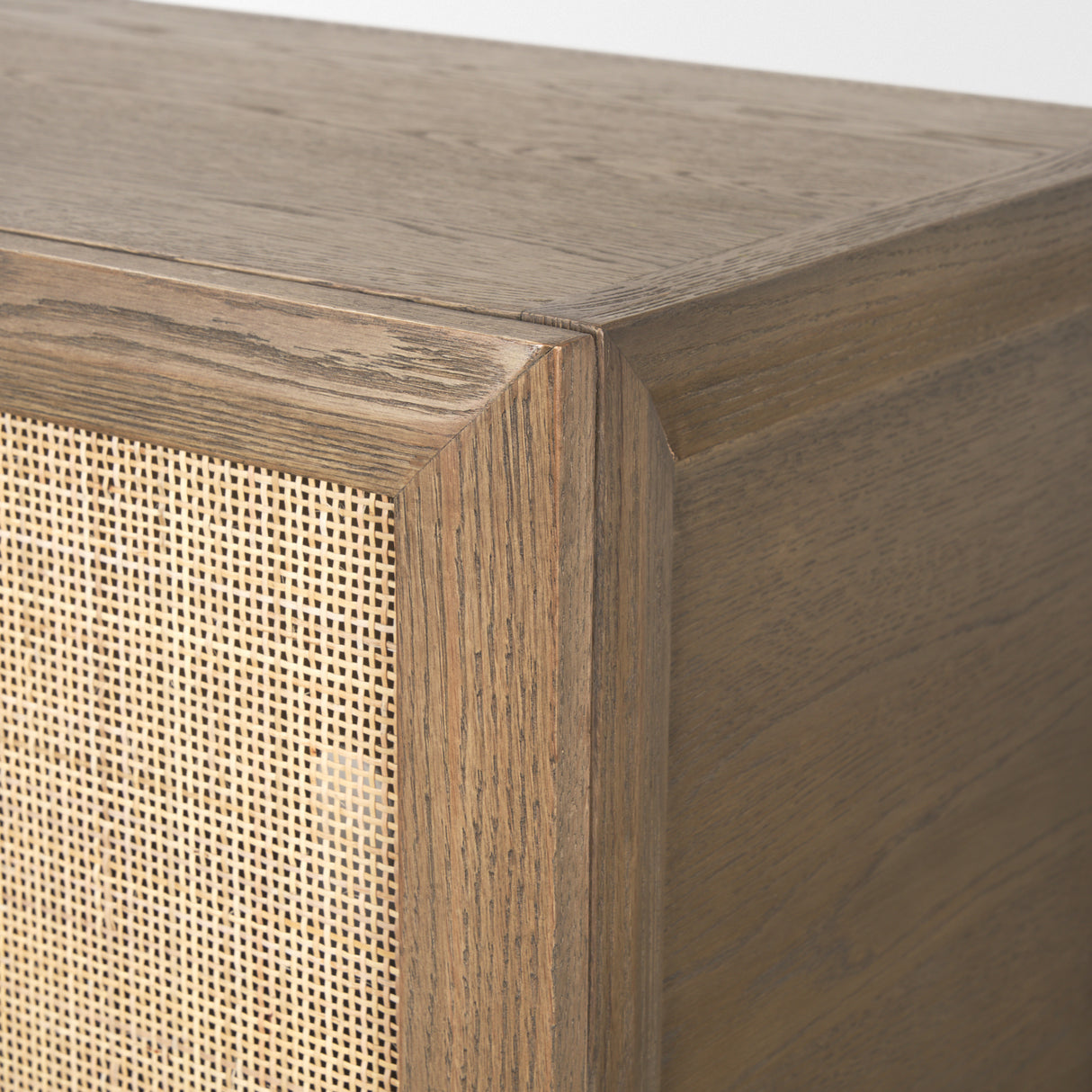 Sina Brown Oak Wood w/ Natural Rattan 4 Door Sideboard from Mercana - Luna Furniture