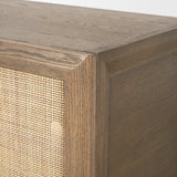 Sina Brown Oak Wood w/ Natural Rattan 4 Door Sideboard from Mercana - Luna Furniture