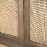 Sina Brown Oak Wood w/ Natural Rattan 4 Door Sideboard from Mercana - Luna Furniture