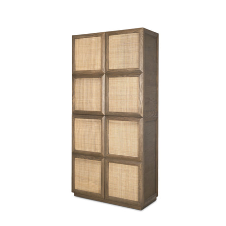 Sina Brown Oak Wood w/ Natural Rattan 2 Door Curio Cabinet from Mercana - Luna Furniture