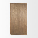 Sina Brown Oak Wood w/ Natural Rattan 2 Door Curio Cabinet from Mercana - Luna Furniture