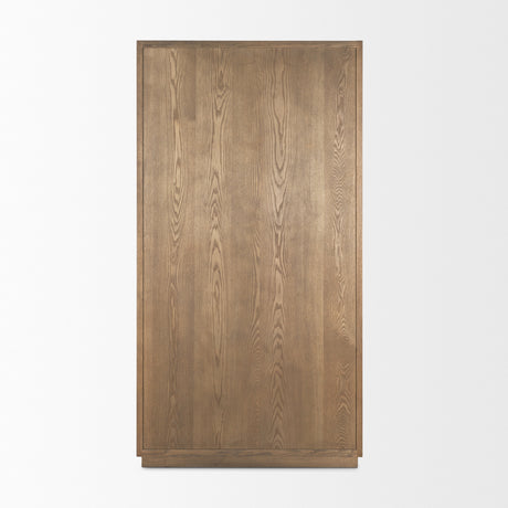 Sina Brown Oak Wood w/ Natural Rattan 2 Door Curio Cabinet from Mercana - Luna Furniture