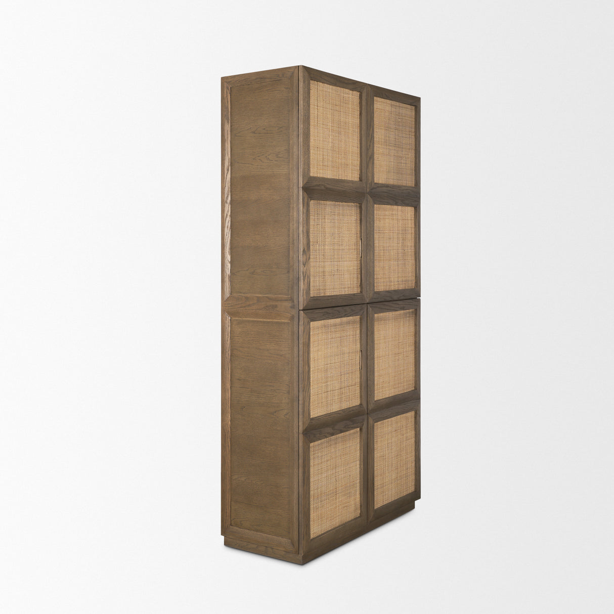 Sina Brown Oak Wood w/ Natural Rattan 2 Door Curio Cabinet from Mercana - Luna Furniture