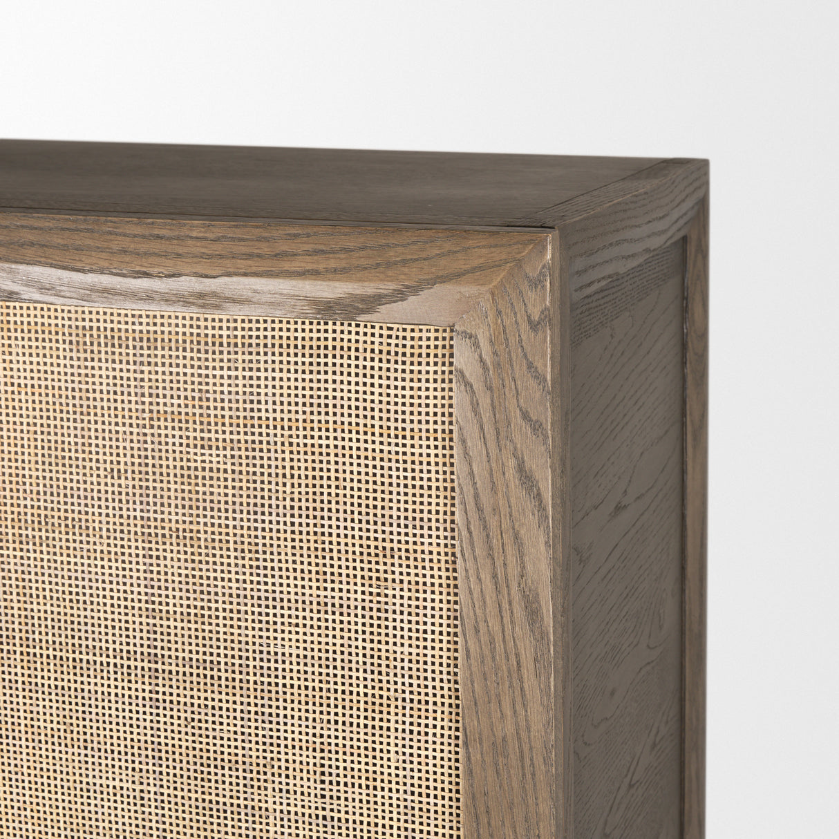 Sina Brown Oak Wood w/ Natural Rattan 2 Door Curio Cabinet from Mercana - Luna Furniture