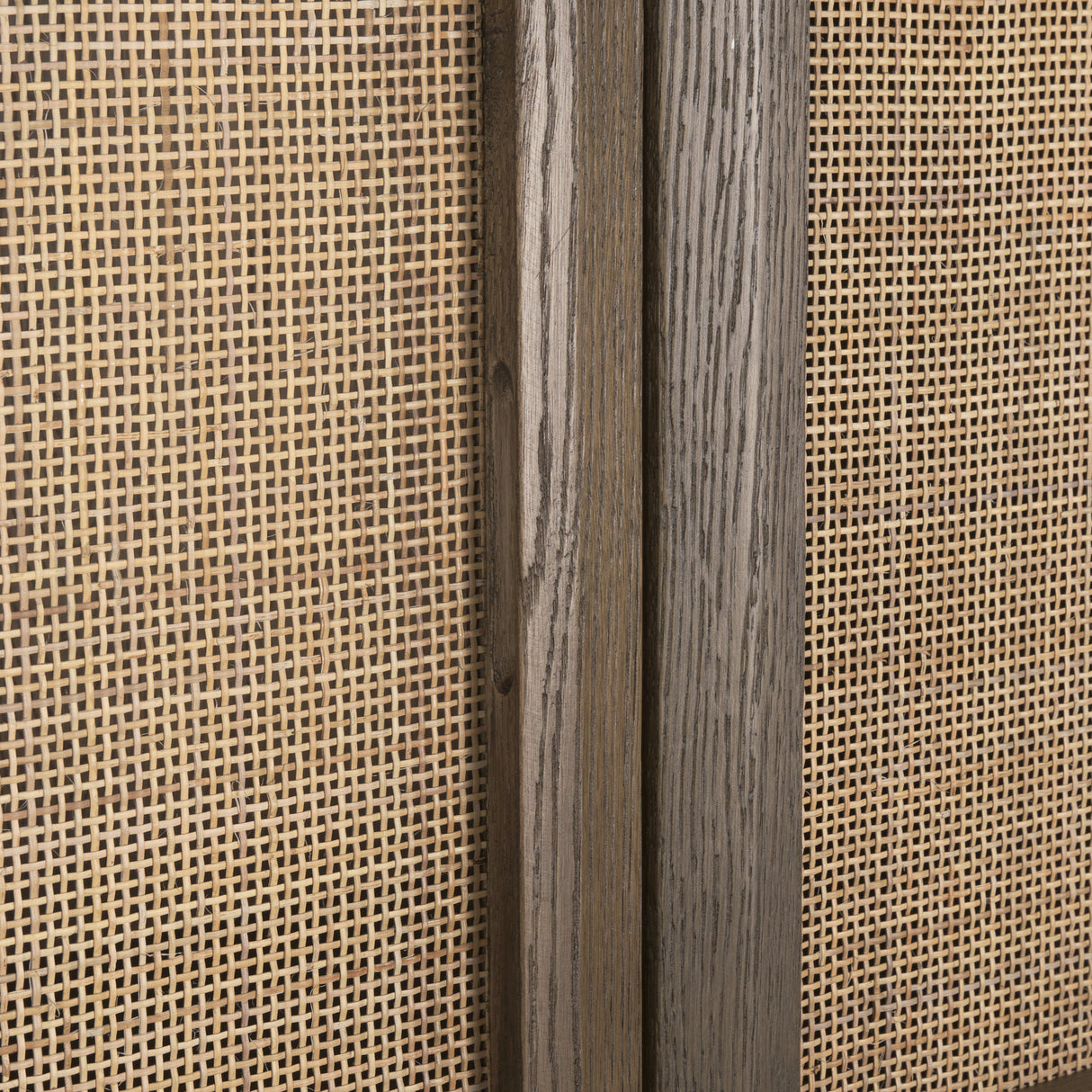 Sina Brown Oak Wood w/ Natural Rattan 2 Door Curio Cabinet from Mercana - Luna Furniture