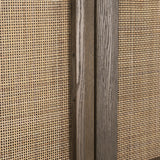 Sina Brown Oak Wood w/ Natural Rattan 2 Door Curio Cabinet from Mercana - Luna Furniture