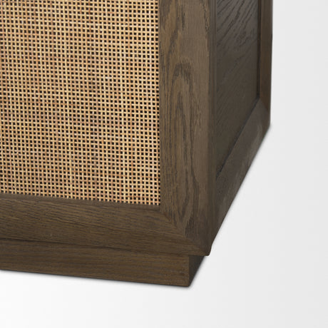 Sina Brown Oak Wood w/ Natural Rattan 2 Door Curio Cabinet from Mercana - Luna Furniture