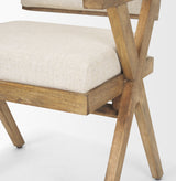 Topanga I Cream Fabric Wrap Medium Brown Wooden Frame Dining Chair from Mercana - Luna Furniture