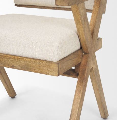 Topanga I Cream Fabric Wrap Medium Brown Wooden Frame Dining Chair from Mercana - Luna Furniture