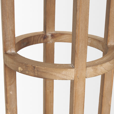 Andy I Large Natural Wood Cylindrical Lantern from Mercana - Luna Furniture