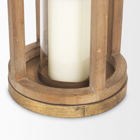 Andy II Small Natural Wood Cylindrical Lantern from Mercana - Luna Furniture