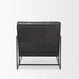 Stratton Gunmetal w/ Genuine Aged Black Leather Upholstered Accent Chair from Mercana - Luna Furniture