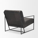 Stratton Gunmetal w/ Genuine Aged Black Leather Upholstered Accent Chair from Mercana - Luna Furniture