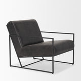 Stratton Gunmetal w/ Genuine Aged Black Leather Upholstered Accent Chair from Mercana - Luna Furniture