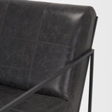 Stratton Gunmetal w/ Genuine Aged Black Leather Upholstered Accent Chair from Mercana - Luna Furniture