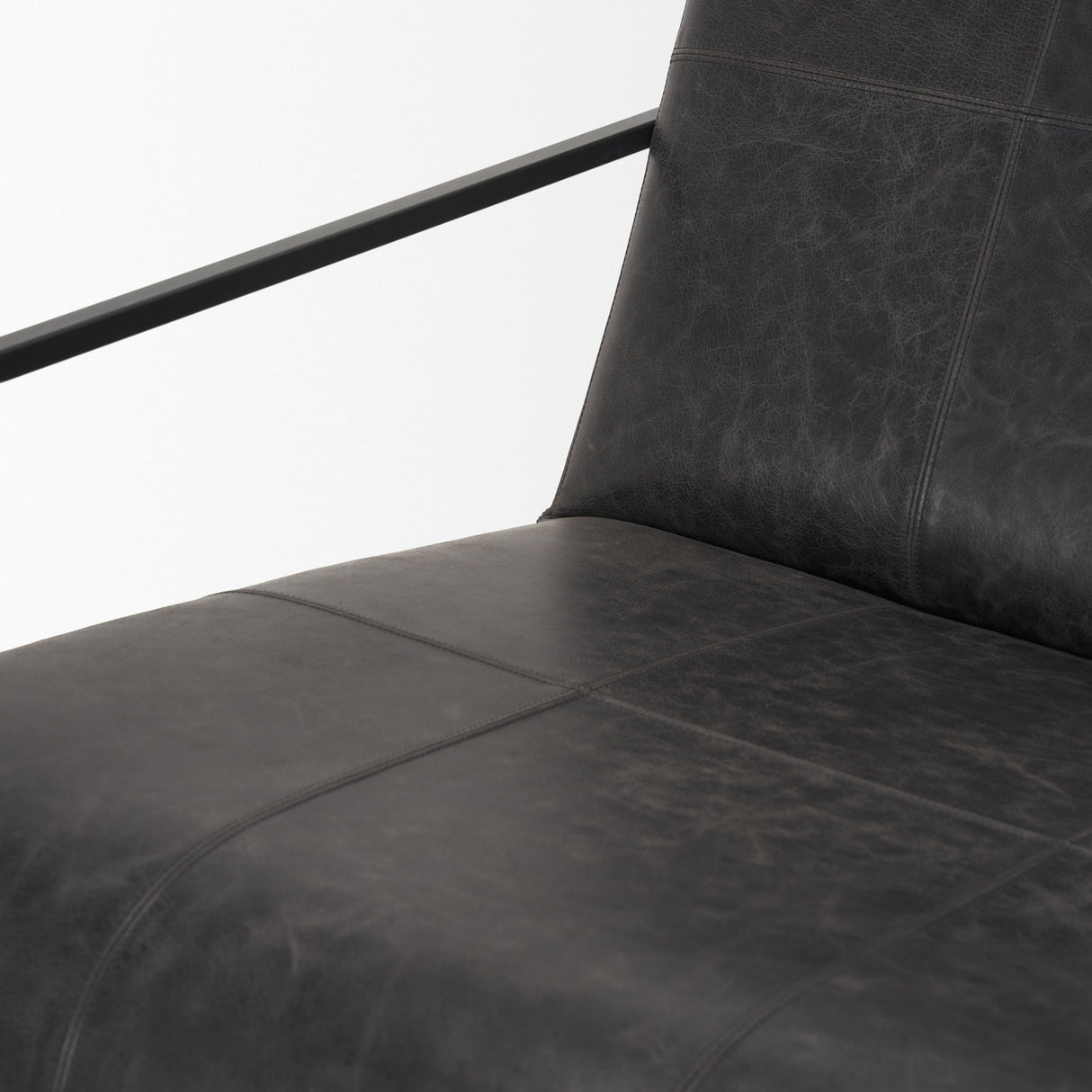 Stratton Gunmetal w/ Genuine Aged Black Leather Upholstered Accent Chair from Mercana - Luna Furniture