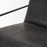 Stratton Gunmetal w/ Genuine Aged Black Leather Upholstered Accent Chair from Mercana - Luna Furniture
