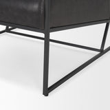 Stratton Gunmetal w/ Genuine Aged Black Leather Upholstered Accent Chair from Mercana - Luna Furniture