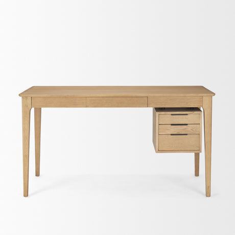 Tino Light Brown Oak Wood w/ 4 Drawers Desk from Mercana - Luna Furniture