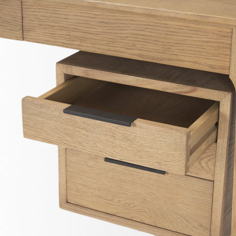 Tino Light Brown Oak Wood w/ 4 Drawers Desk from Mercana - Luna Furniture