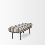 Shae Black Wood w/ Black and Cream Upholstered Bench from Mercana - Luna Furniture