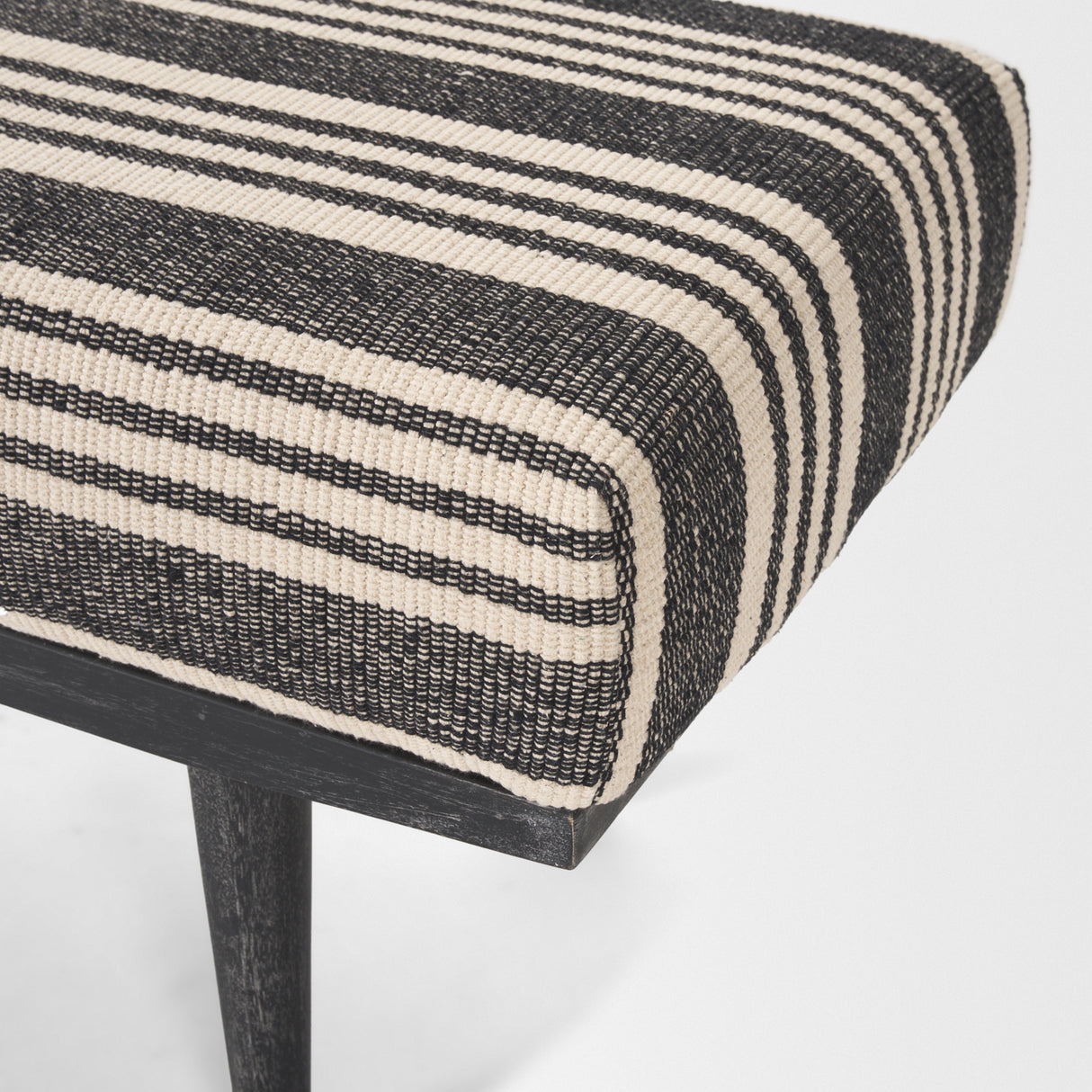 Shae Black Wood w/ Black and Cream Upholstered Bench from Mercana - Luna Furniture