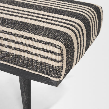 Shae Black Wood w/ Black and Cream Upholstered Bench from Mercana - Luna Furniture