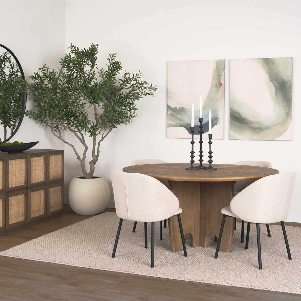 Sonomi Brown Solid Rubber Wood w/ Round Oak Tabletop Dining Table from Mercana - Luna Furniture