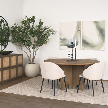 Sonomi Brown Solid Rubber Wood w/ Round Oak Tabletop Dining Table from Mercana - Luna Furniture
