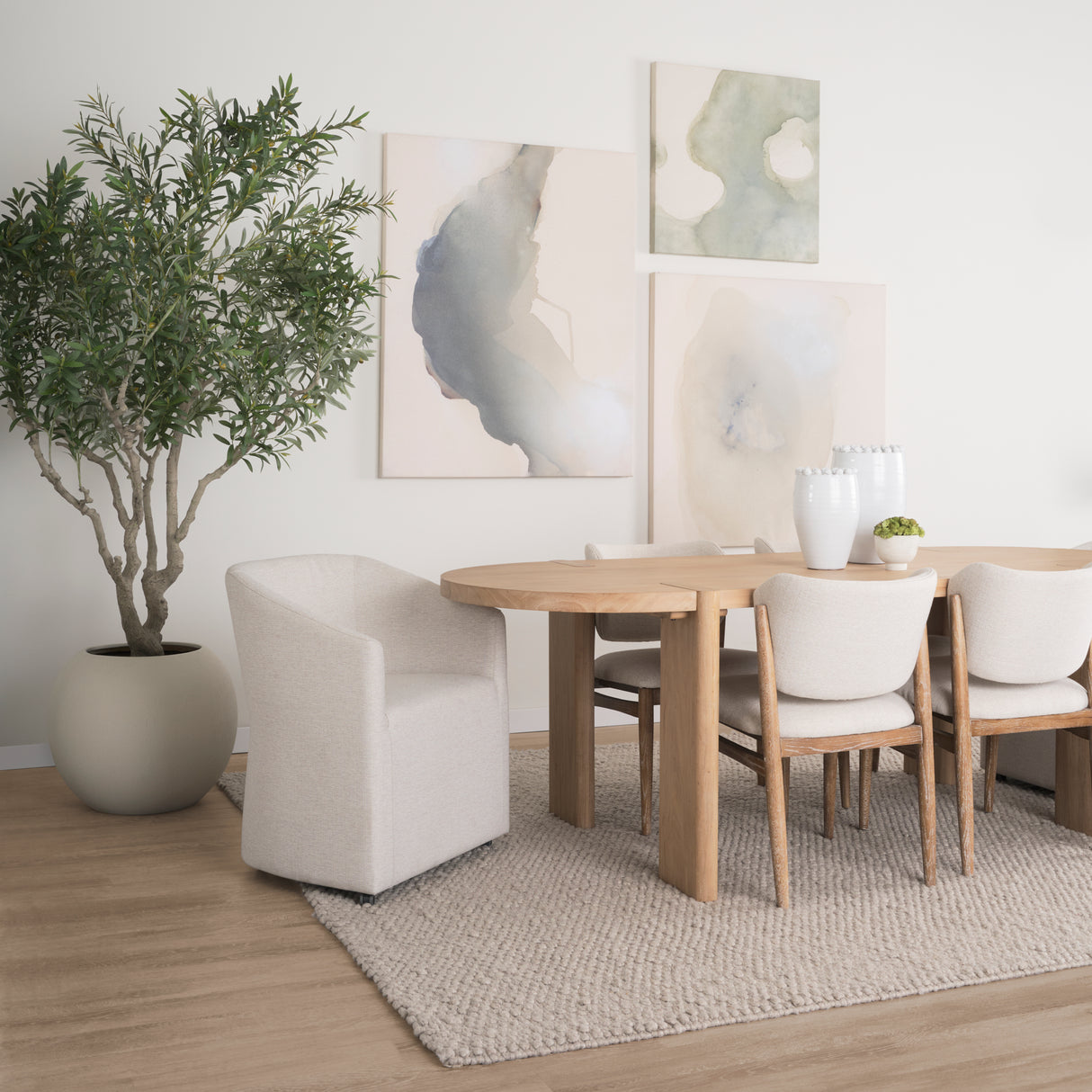 Basin Large Off-White Glazed Vase from Mercana - Luna Furniture