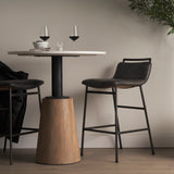Kavalan 33.5" Total Height Ebony Leather Seat Black Metal Frame Counter Stool from Mercana - Luna Furniture
