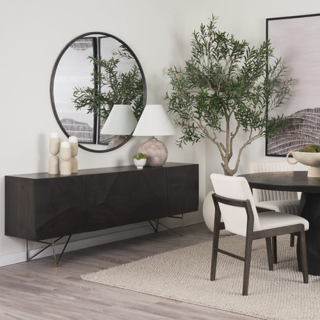 Darwin 80x17.5 Brown Solid Wood Gold Metal Base 4 Cabinet Door Sideboard from Mercana - Luna Furniture