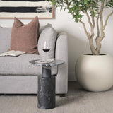 Taite Solid Dark Gray Marble Pedestal Accent Table from Mercana - Luna Furniture
