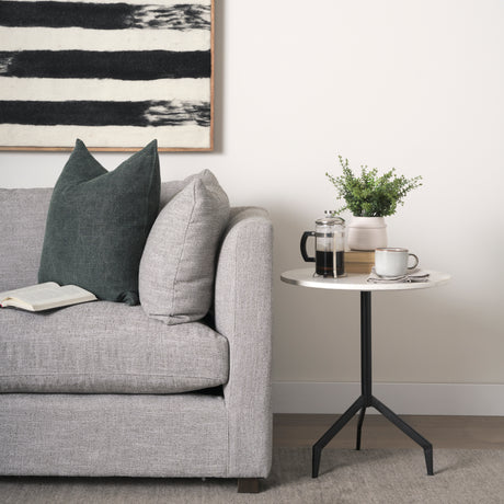 Serre Marble Top 3 Prong Black Metal Base End Table from Mercana - Luna Furniture
