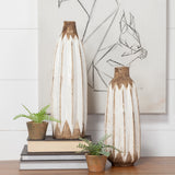 Sisko II Tall Rustic Brown White Ceramic Vase from Mercana - Luna Furniture