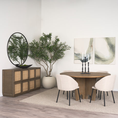 Sonomi Brown Solid Rubber Wood w/ Round Oak Tabletop Dining Table from Mercana - Luna Furniture