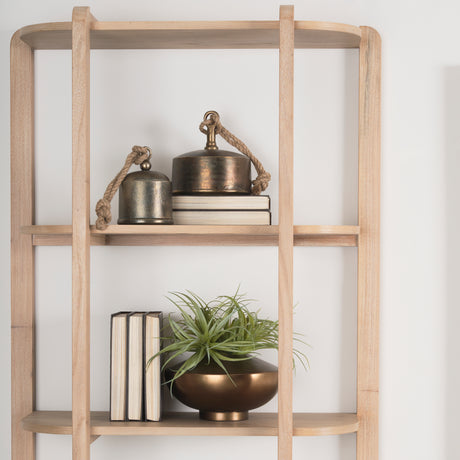 Taylin Light Brown Solid Wood Open Bookshelf from Mercana - Luna Furniture