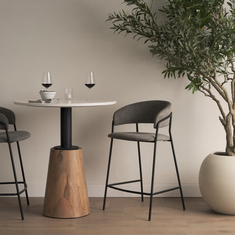 Carolyn Counter Stool w/ Gray Fabric & Matte Black Metal from Mercana - Luna Furniture